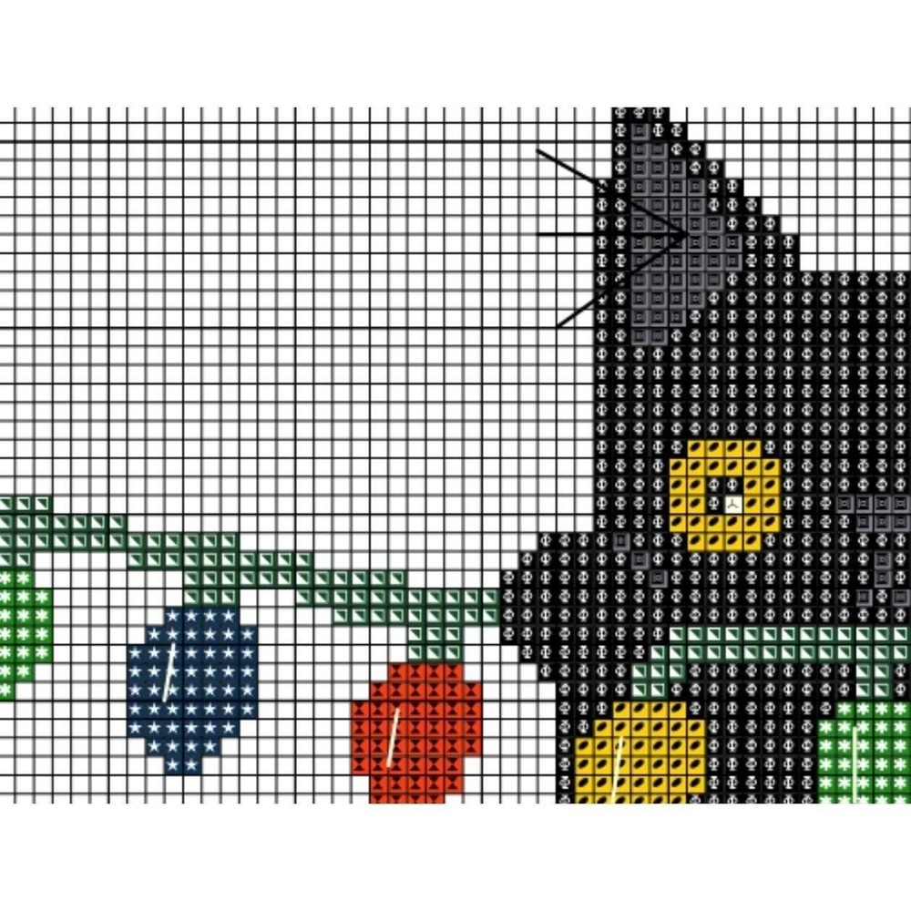 Christmas Black Cat Hanging Christmas Lights Counted Cross Stitch‎ Pattern Chart - Picture 4 of 5